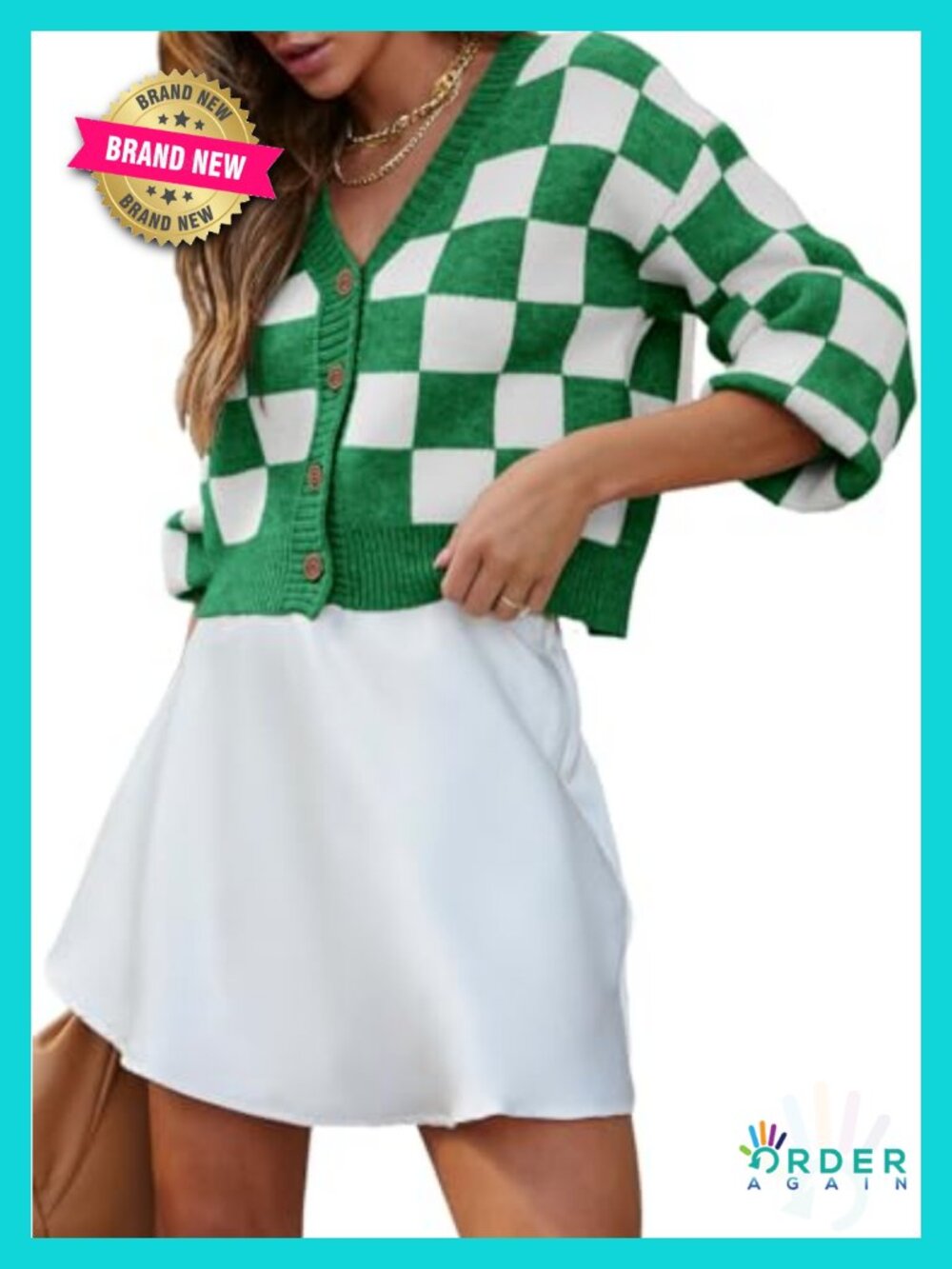 Womens Soft Cable Knit Plaid Button Down Cropped Cardigan Sweater